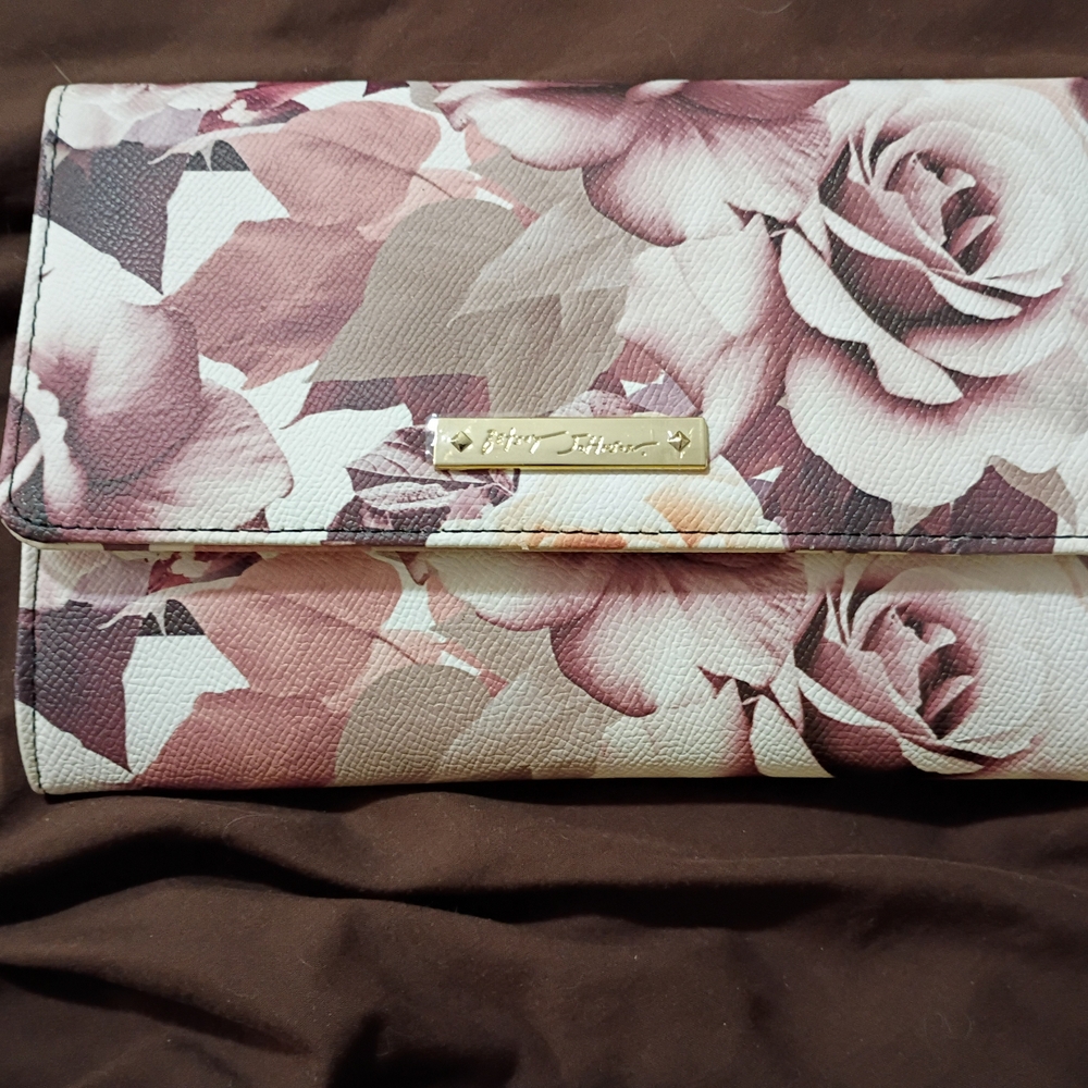 Betsey Johnson Floral Fold-Over Crossbody / Clutch in Blush Pink NWT